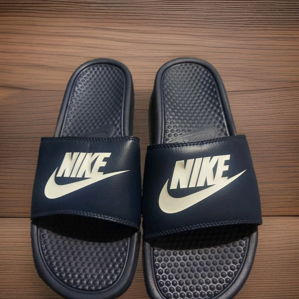 Nike Benassi JDI Men's Slip On Sandals Sz 13 - Navy Blue Waterproof Slides Pool